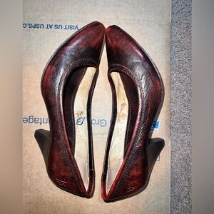 Frye Elegant Burgundy Leather Heels. READ DESCRIPTION